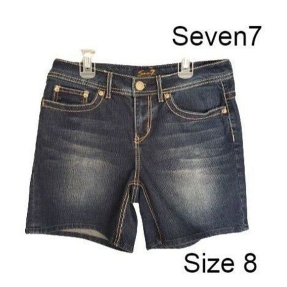 Seven7 Women's Jean Shorts Denim Stretch Blue Jean Shorts 6" inseam Size 8 NWOT - Picture 1 of 9